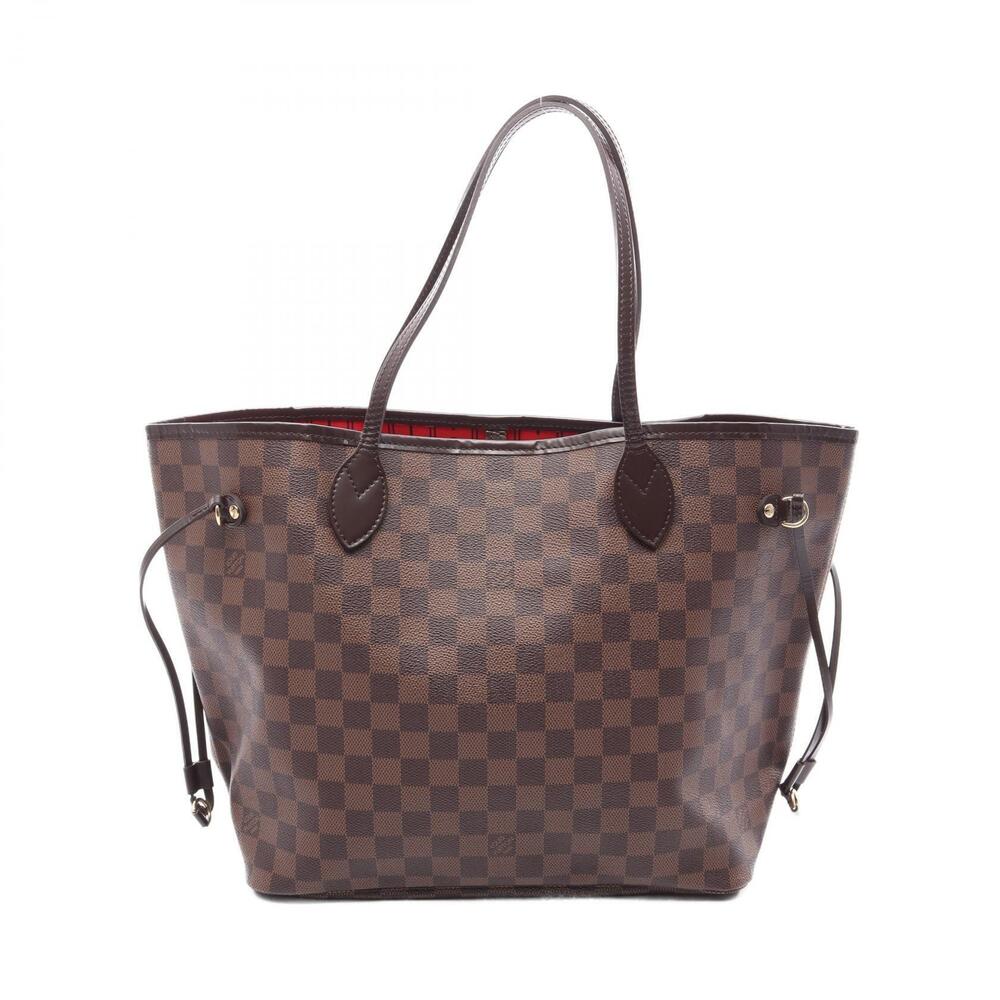 Louis Vuitton Neverfull Tote Bag Canvas Leather Damier Brown